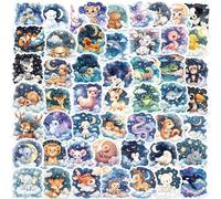 Pegatinas de animales con forma de estrella, 50 unidades, Kawaii, caballo, elefante, zorro, mono, para botella de agua, guitarra, monopatín, bachillerías
