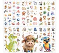 Pegatinas de animales con purpurina para niños, 6 unidades con efecto brillante, pegatinas de animales holográficos para monopatines, cascos, botellas de agua, tabletas, mochilas escolares, neveras