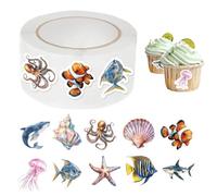 Pegatinas de animales marinos, calcomanías temáticas de PVC, 500 rollos