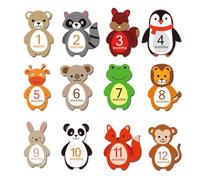 Pegatinas de animales para bebé, unisex, para recién nacido, foto del vientre, selva, género neutro, 12 unidades