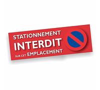 Pegatinas de aparcamiento prohibido en esta ubicación - Se pega en un parabrisas, un panel, puerta de garaje. - Lote de 50-14,8 x 5 cm