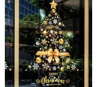 Pegatinas de árbol de Navidad | Bricolaje Estático - Pegatinas de ventana de árbol de Navidad de oro - Uso en el frente, pared, puerta, espejo, hogar, lugar de trabajo, acción de gracias, , aula