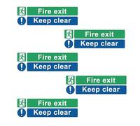 Pegatinas de atención, pegatinas de señalización,Pegatinas de salida de incendios de 5 piezas | Keep Clear Fire Exit Floor Decals Pegatinas de letrero industrial para tienda