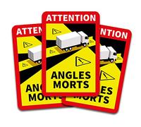 Pegatinas de Attention Angles Morts de 25 x 17 cm para vehículos obligatorios a partir de 3,5 toneladas en Francia R143 (camión, 3 unidades)