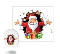 Pegatinas de baño - Decoración de baño Cute Santa Claus Breaking the Wall | Pegatinas de pared autoadhesivas para el baño para restoom, cocina, dormitorio, hogar, puerta, cortavientos, vidrio o