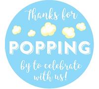 Pegatinas de boda de 5 cm, con texto en inglés"Thank for Popping", 60 unidades, 5 cm, Azul claro