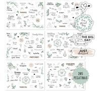 Pegatinas de boda para libro de visitas y álbum de fotos | 205 pegatinas para libro de recortes del Registro civil | Decoración de boda de eucalipto (Eucalipto Verde de Boda)