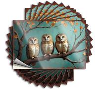 Pegatinas de broma para adultos, búhos de otoño posados en ramas con hojas que caen, 10 calcomanías para parachoques (8 x 12 cm)