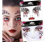 Pegatinas de Cara Halloween, 2 Hojas Pegatinas Face Tattoo, Facial Temporales Tatuajes Pegatinas, Tatuajes Temporales Arañas Halloween, Tatuajes Halloween Cara, Decoraciones para Fiestas