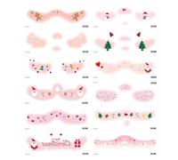 Pegatinas de caras navideñas para mujeres,Caras adhesivas navideñas - 12 pegatinas lindas de cara navideña | Favor de vacaciones, pegatinas de rubor falso, corazón de amor, alce de copo de nieve, impe