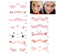 Pegatinas de caras navideñas para mujeres,Caras adhesivas navideñas | Lindas pegatinas de caras navideñas 12X - Favor de vacaciones, pegatinas de rubor falso, corazón de amor, alce de copo de nieve, i