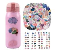 Pegatinas de cerebro, calcomanías cerebrales | 110 pegatinas impermeables de dibujos animados | Pegatinas estéticas para maletas, botella de agua, refrigerador, decoración de ordenador