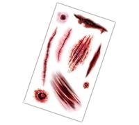 Pegatinas de cicatrices de terror, tatuajes temporales para heridas, pegatinas espeluznantes de Halloween | Fake Blood Face Make up, Zombie Special FX -Aufkleber - realistas para mujeres, niños y