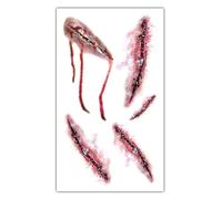 Pegatinas de cicatrices de terror, tatuajes temporales para heridas, pegatinas espeluznantes de Halloween | Fake Blood Face Make up, Zombie Special FX -Aufkleber - realistas para mujeres, niños y