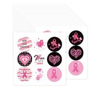 Pegatinas de cinta pechos cáncer conciencia del cáncer etiqueta etiqueta grupo de apoyo pegatinas para decoración de eventos senos