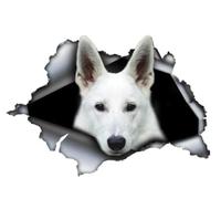 Pegatinas de coche 18 cm Pastor alemán blanco pegatinas para el coche blanco alemán pastor adhesivo mascota perro rasgado pegatina reflectante impermeable coche parachoques decoración de la luna