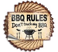 Pegatinas de coche para hombres, reglas de barbacoa: Don't Touch My Grill, 10 unidades, calcomanías para ventana de coche, accesorios de barra para cueva de hombre (8 x 12 cm)