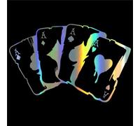 Pegatinas de Coche Reflectantes Decorativas de Póquer,Pegatinas de Coche en Dos Piezas con Decoración de Baraja, Adecuadas para Automóvil, Motocicleta, 15 * 10cm(Color Degradado)