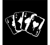 Pegatinas de Coche Reflectantes Decorativas de Póquer,Pegatinas de Coche en Dos Piezas con Decoración de Baraja, Adecuadas para Automóvil, Motocicleta, 15 * 10cm(Blanco)