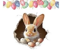 Pegatinas de Conejo de Pascua Rasgado | Calcomanía Divertida Linda Con Estilo Rasgado De Pared,Pegatinas Pascua De Pared - Para Decoración En Primavera Fiestas Vacaciones Y