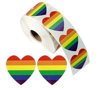 Pegatinas De Corazón De Orgullo, 500 PCS Pegatina de Rayas Arcoíris del Orgullo LGBTQ, Autoadhesivo LGBT Rainbow Heart Stickers Roll, para Desfiles, Eventos, Fiestas y Decoraciones (A)