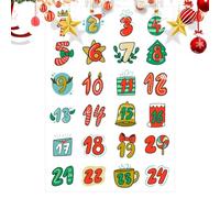 Pegatinas de cuenta regresiva de adviento de Navidad, pegatinas de cuenta regresiva de Navidad, pegatinas decorativas de tarjetas de felicitación de 1 a 24 números, pegatinas de números para