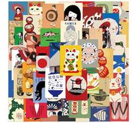 Pegatinas de Cultura Japonesa, 50 Unidades de Pegatinas de Dibujos Animados Japonesas, Vinilo Impermeable para Portátil, Equipaje, Monopatín, Bicicleta, Adolescentes