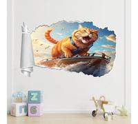 Pegatinas de decoración de pared Barco Gato Arte Póster Tatuaje Roto Gaviotas En El Cielo Calcomanías De Vinilo Para Pared Para Decoración Del Hogar, Fiesta, Cumpleaños, Boda