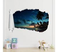 Pegatinas de decoración de pared Palmeras Arte Póster Tatuaje Roto Vista Nocturna De La Playa Calcomanías De Vinilo Para Pared Para Decoración Del Hogar, Fiesta, Cumpleaños, Boda