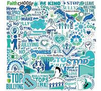 Pegatinas de dibujos animados anti-bullying, paquete de 50, calcomanías seguras de PVC para niños, electrónica, útiles escolares y decoración del, pegatinas impermeables de PVC para computadora