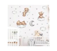 Pegatinas de dibujos animados con animales: oso encantador, estrella y luna.