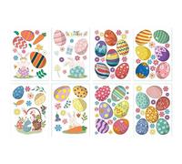 Pegatinas de dibujos animados para manualidades, autoadhesivas, huevos de Pascua, conejo, pollo y flores, pegatinas para el hogar, pared, suministros de fiesta, calcomanías, calcomanías, pegatinas
