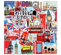 Pegatinas de El autobús de Londres,50 Piezas Impermeable Vinilo Pegatinas para Monopatín Portátil Equipaje Moto Bicicleta Guitarra Taza Botellas de Agua Casco,London Bus Pegatinas para Niños y Niñas