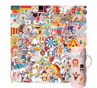 Pegatinas de El Circo, Paquete de 100 Pegatinas de Circo Coloridas, Pegatina de Vinilo Impermeables para Ordenador Portátil, Equipaje, Coche, Bicicleta, Skate, Botella de Agua