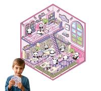 Pegatinas de escena 3D, diseño de panda, decoración panorámica, fuerte agarre y superficie resistente a los arañazos para accesorios de manualidades, juguetes educativos y accesorios para el hogar