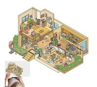 Pegatinas de escenario de casa, pegatinas de paisajismo de efecto,Pegatinas de escenario en miniatura de dibujos animados - Coloridas pegatinas de escena, escenas de pegatinas lindas para