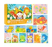 Pegatinas de espuma 3D para animales | 12 divertidos juguetes educativos de dibujos animados | Puzzle adhesivo de espuma creativa | Para escuela, hogar, oficina, proyectos de arte, , Navidad, L