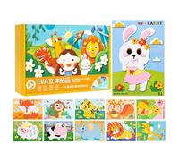 Pegatinas de espuma EVA - Estimulación Creatividad Y Aprendizaje Temprano | Kit Artesanía DIY Puzzle Animal 3D 12 Piezas | Para NiñosAjustes De Entretenimiento Pedagógico En La Escuela Casa