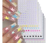 Pegatinas de estrellas para decoración de uñas, pegatinas adhesivas para uñas, pegatinas de estrellas francesas, accesorios de manicura para decoración artística, suministros