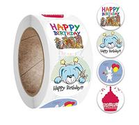 Pegatinas de feliz cumpleaños, 500 unidades, pegatinas de sellado para regalo de cumpleaños, rollo de etiquetas autoadhesivas de cumpleaños, redondas para decoraciones de fiesta de cumpleaños (tipo 5)