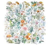 Pegatinas de flores, 100 unidades, pegatinas botánicas para álbumes de recortes, pegatinas botánicas de plantas de naturaleza, pegatinas de flores, impermeables para la decoración de álbumes de