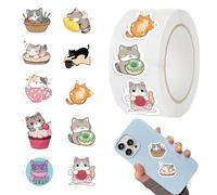 Pegatinas De Gatos Para Niños | 500 Hojas por Rollo Pegatinas Decorativas | Decoración Para Aula Y Diario,Para Aula Escuela Fiesta Diario Álbum Cuaderno Portátil Botella Cuaderno