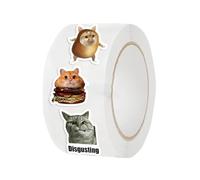 Pegatinas de Gatos Pequeños,500 Hojas/Rollo De Pegatinas Decorativas | Decoración para Sellos de Sobres,para Aula Escuela Oficina Diario Álbum Cuaderno Portátil Botella Trabajo Monopatín
