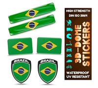 Pegatinas de gel 3D de bandera, resistentes a la intemperie y a los rayos UV, para coches, motos, bicicletas y portátiles - Pegatinas de con símbolos nacionales (Brasil, 6 piezas)