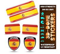 Pegatinas de gel 3D de bandera, resistentes a la intemperie y a los rayos UV, para coches, motos, bicicletas y portátiles - Pegatinas de con símbolos nacionales (España, 6 piezas)