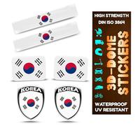 Pegatinas de gel 3D de bandera, resistentes a la intemperie y a los rayos UV, para coches, motos, bicicletas y portátiles - Pegatinas de con símbolos nacionales (Corea, 6 piezas)