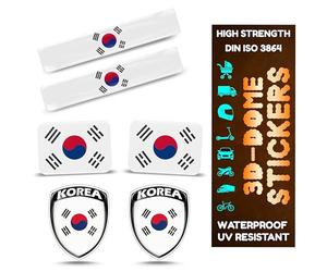 Pegatinas de gel 3D de bandera, resistentes a la intemperie y a los rayos UV, para coches, motos, bicicletas y portátiles - Pegatinas de con símbolos nacionales (Corea, 6 piezas)