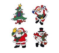 Pegatinas de Gel Navideñas para Ventanas, 4 diseños, Calcomanías Decorativas de Ventana, Santa Claus y Muñeco de Nieve, Tema Navideño (03)