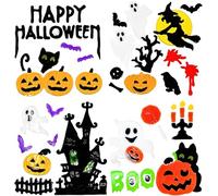 Pegatinas de gel para ventanas de Halloween, 4 hojas de pegatinas de gel espectral para ventanas, espejos y vidrio, fantasmas, calabazas, casa encantada, bruja, murciélagos y más, decoraciones