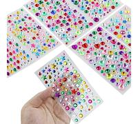 Pegatinas de gemas con 8 joyas autoadhesivas para manualidades, pegatinas de diamantes de imitación autoadhesivas, varias formas de piedras preciosas de cristal para pegar